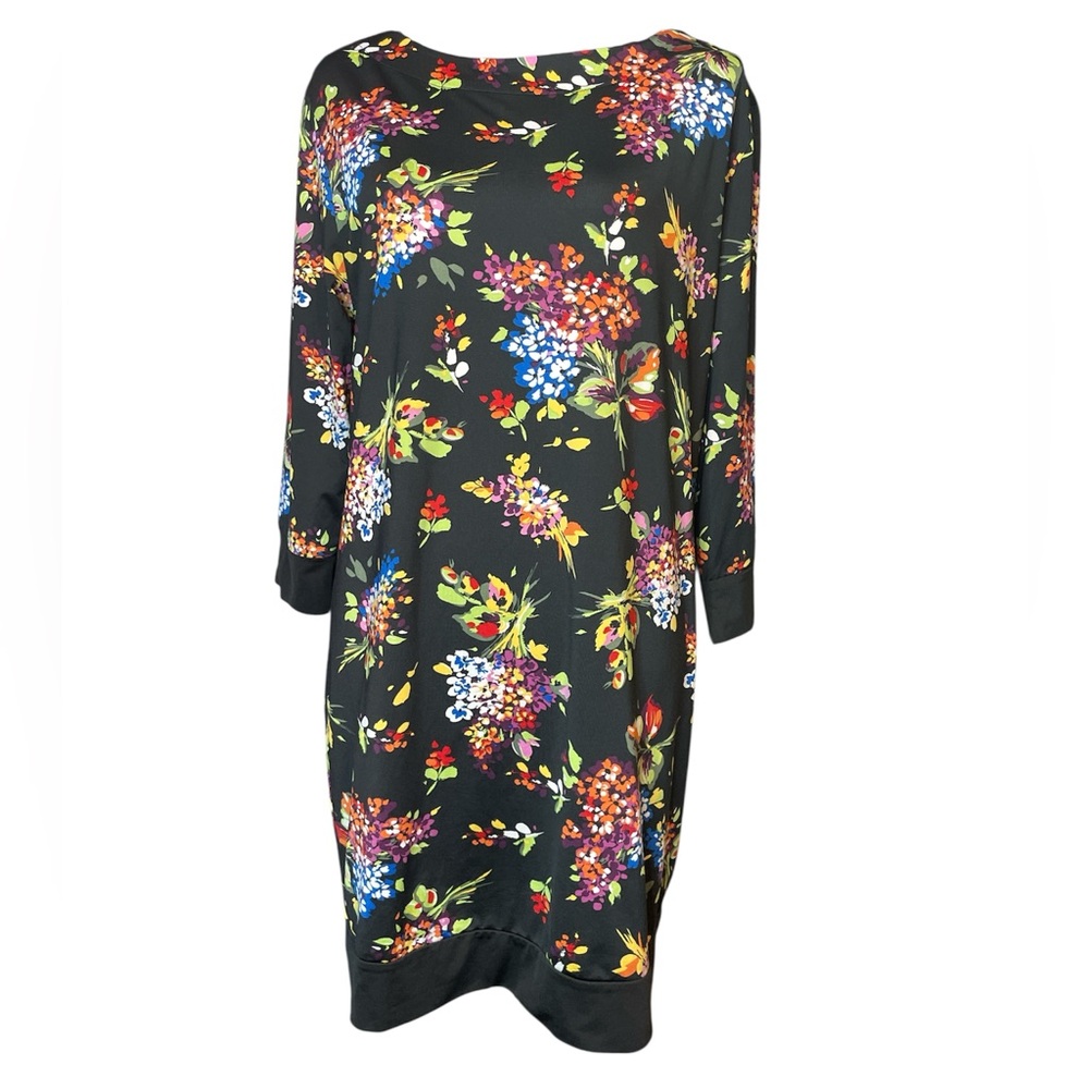 Mystify Colorful Floral Black MIDI Dress- Black, Red, Blue, Orange, Green